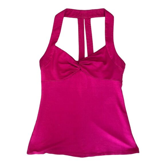Trina Turk Tops - Trina Turk Sexy Fuschia Pink Deep V-Neck Halter‎ Top with Open Back Size Medium